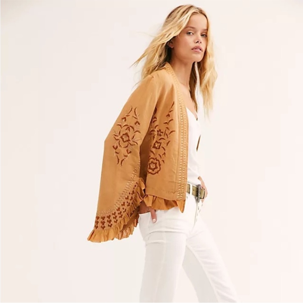 Free People Paisley Park Linen Jacket